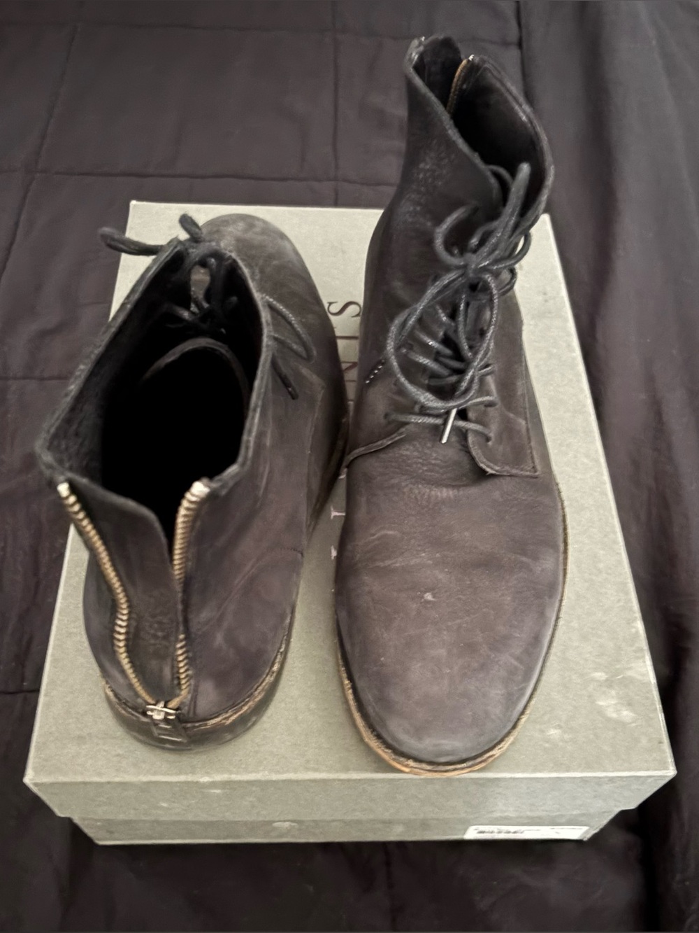 All Saints Men's Black Leather Lace-Up Ankle Boots